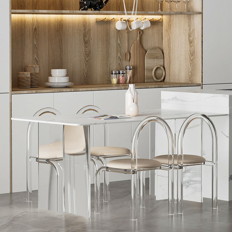 Modern Dining Set 1/2/5 Pcs Rectangle Acrylic Frame Dining Table and Chairs