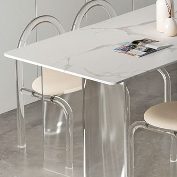 Modern Dining Set 1/2/5 Pcs Rectangle Acrylic Frame Dining Table and Chairs