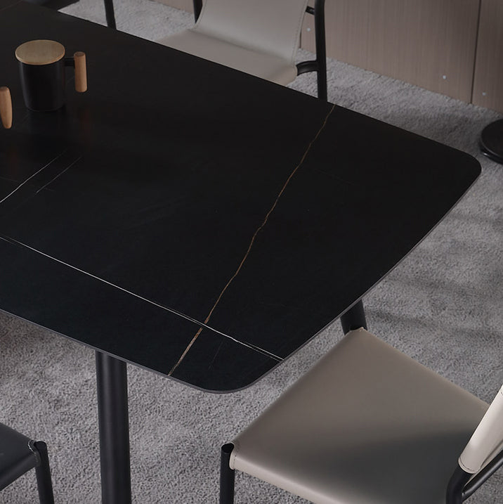 Modern Black 1/4/5/7 Pieces Dining Set Rectangle Legs Stone Indoor Dinette Set
