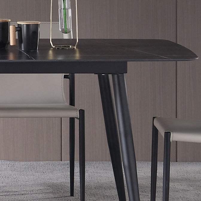 Modern Black 1/4/5/7 Pieces Dining Set Rectangle Legs Stone Indoor Dinette Set