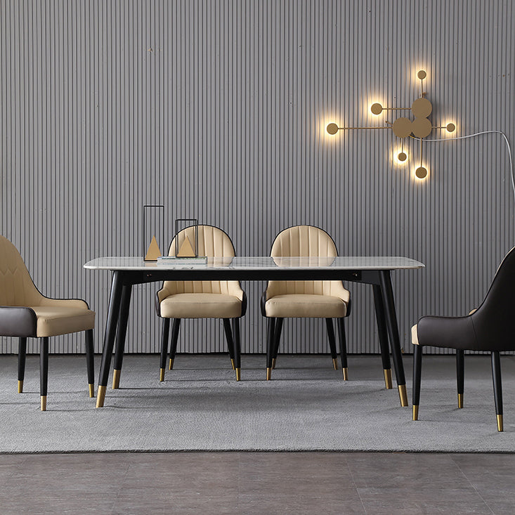 Modern Rectangle Sintered Stone Table Set 1/2/4/5/7 Pieces Dining Set