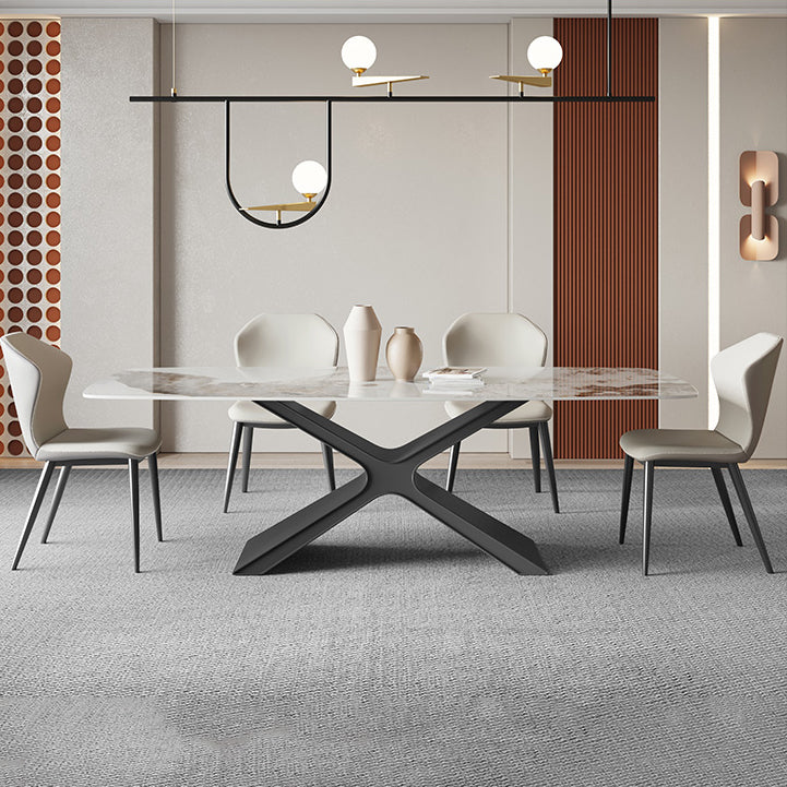 Modern Rectangle Sintered Stone Dining Table Set 1/4/5/6/7 Pieces Dining Set