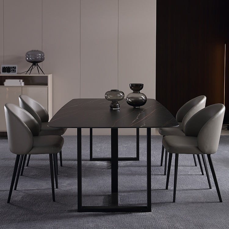 Black Double Pedestal Dinette Set 1/4/5 Pieces Indoor Designer Dining Table Set