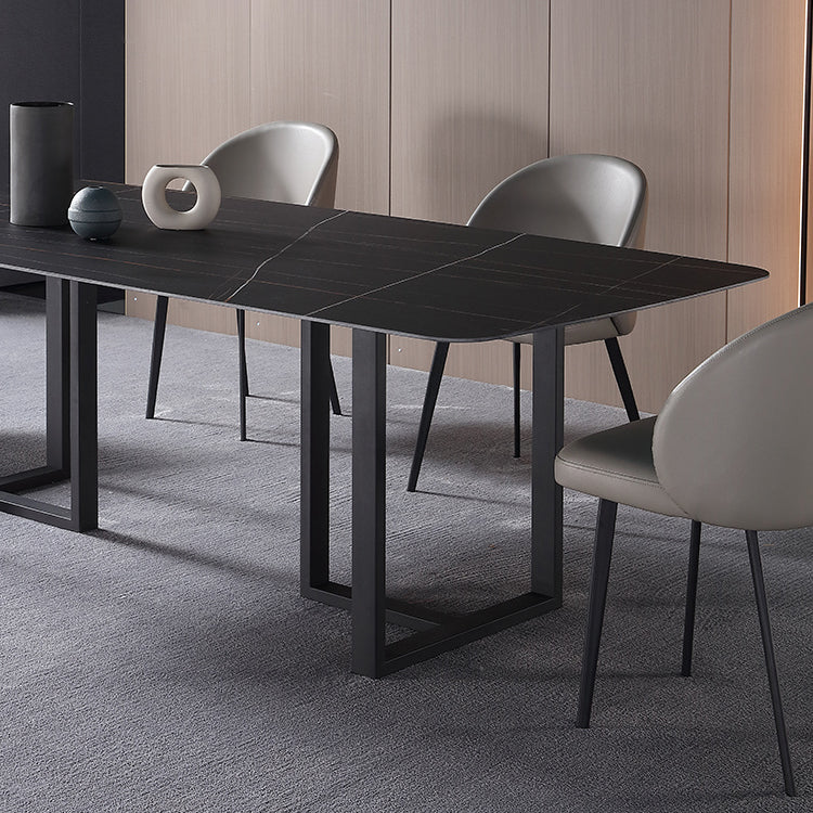 Black Double Pedestal Dinette Set 1/4/5 Pieces Indoor Designer Dining Table Set