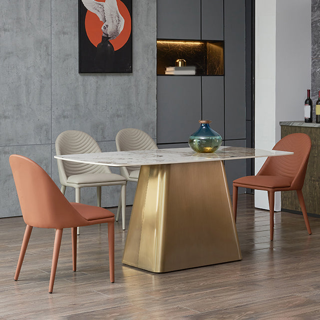 Nordic Glam Style Rectangle Sintered Stone Table Set 1/2/5/7 Pieces Dining Set