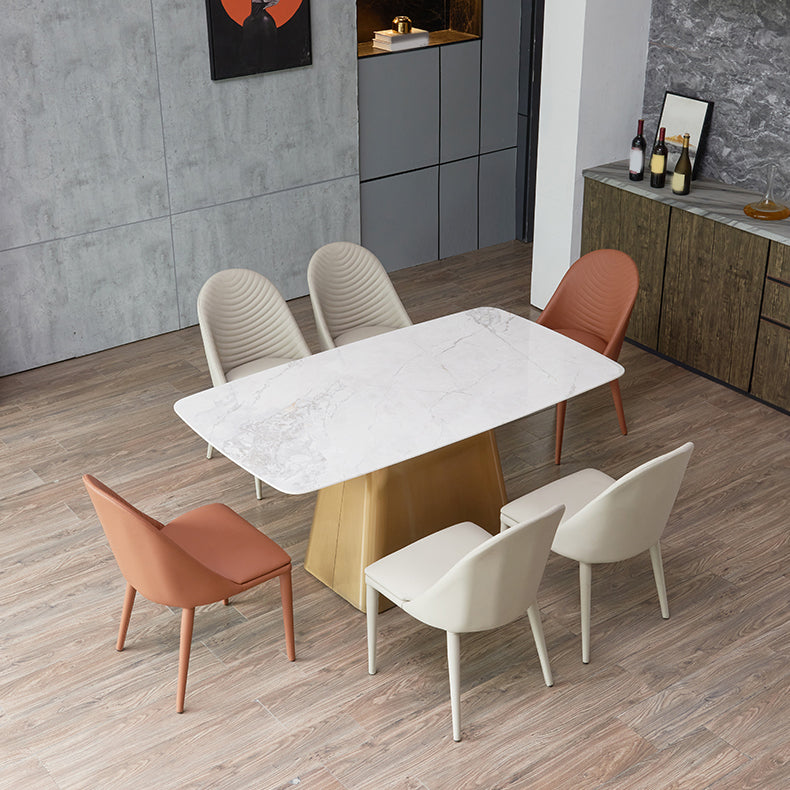 Nordic Glam Style Rectangle Sintered Stone Table Set 1/2/5/7 Pieces Dining Set