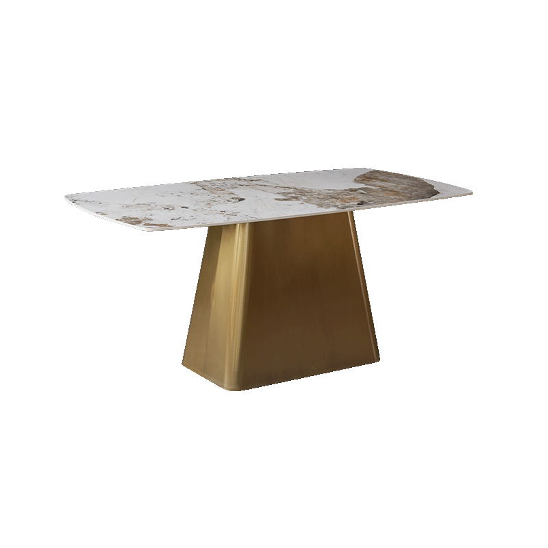 Nordic Glam Style Rectangle Sintered Stone Table Set 1/2/5/7 Pieces Dining Set