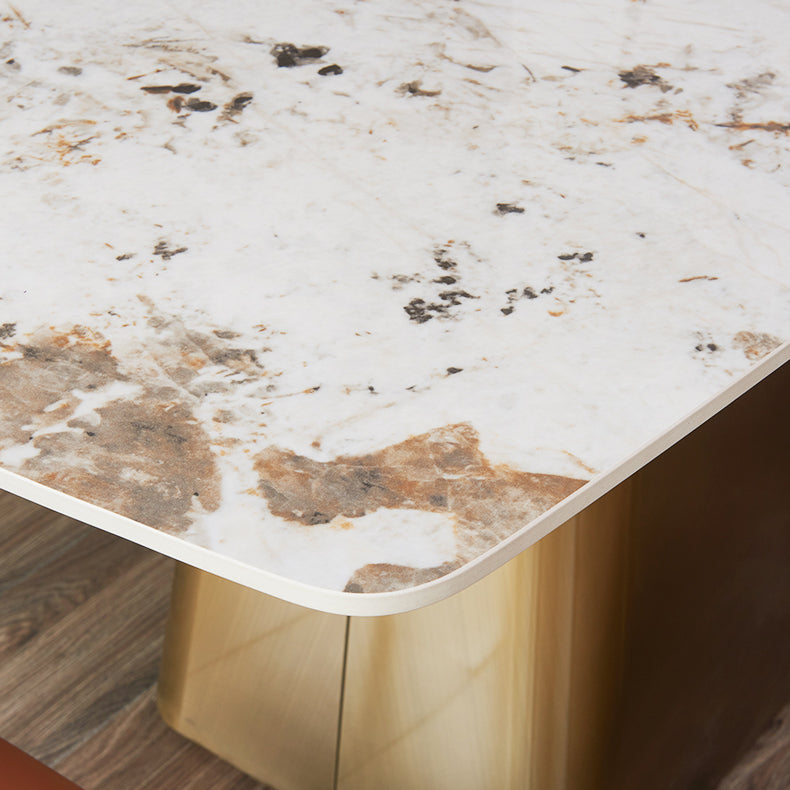 Nordic Glam Style Rectangle Sintered Stone Table Set 1/2/5/7 Pieces Dining Set