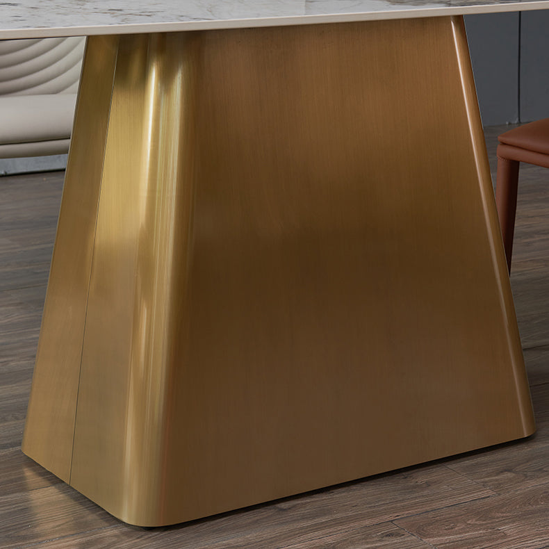 Nordic Glam Style Rectangle Sintered Stone Table Set 1/2/5/7 Pieces Dining Set