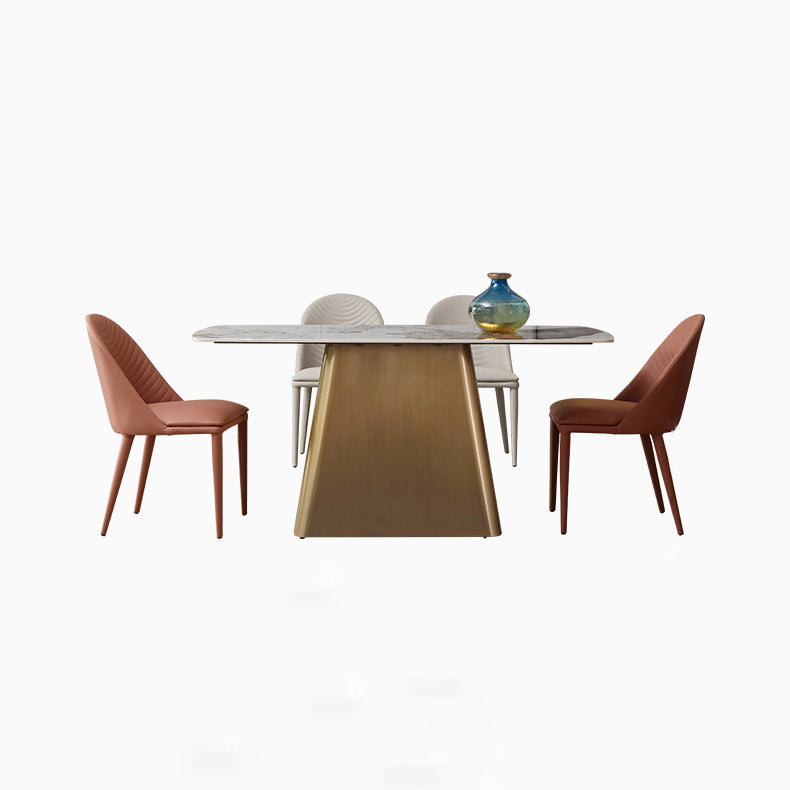 Nordic Glam Style Rectangle Sintered Stone Table Set 1/2/5/7 Pieces Dining Set