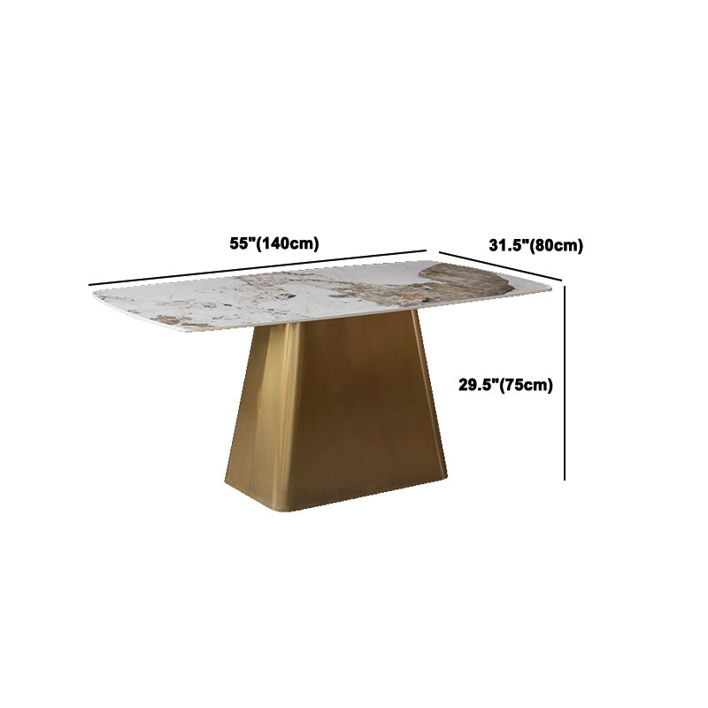 Nordic Glam Style Rectangle Sintered Stone Table Set 1/2/5/7 Pieces Dining Set