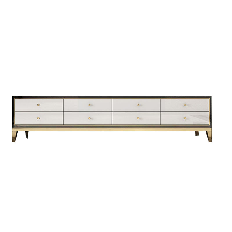 Glam Glass TV Media Console Enclosed Storage TV Stand with Drawers