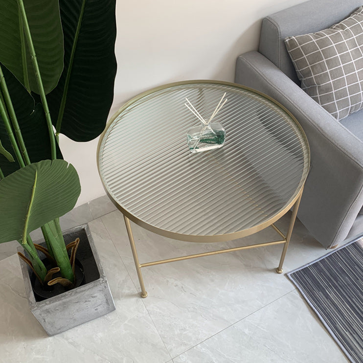 Modern X-Base Coffee Table Round Glass Top Coffee Cocktail Table for Living Room