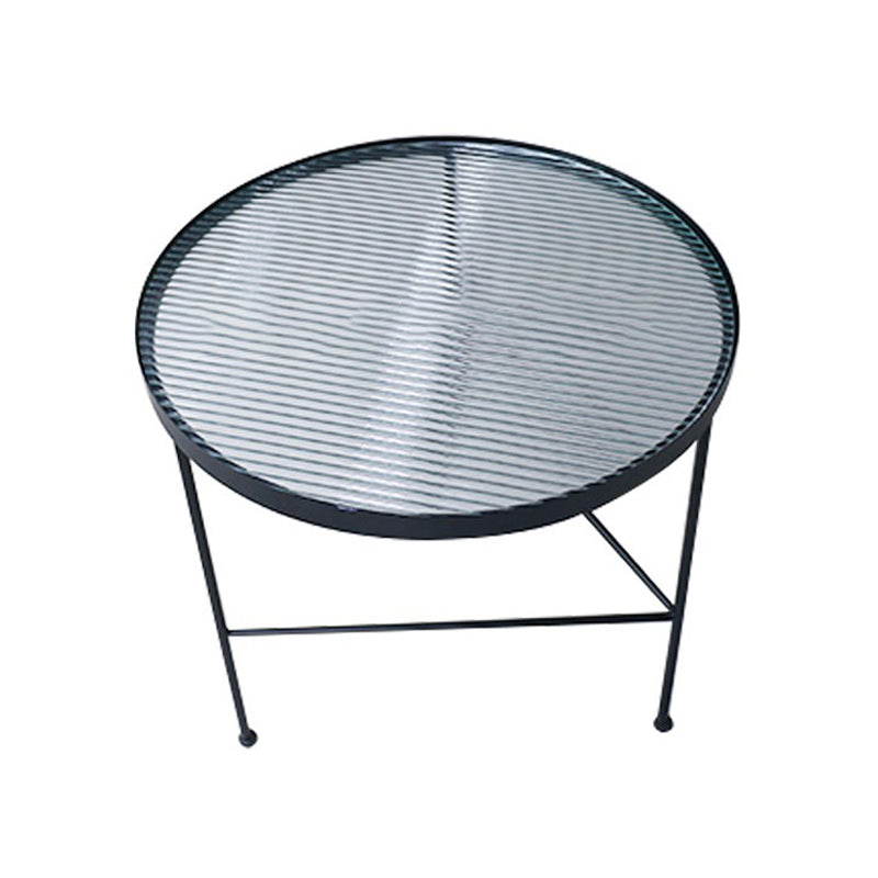 Modern X-Base Coffee Table Round Glass Top Coffee Cocktail Table for Living Room