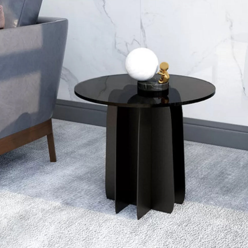 Modern Round Coffee Table Round Glass Top Coffee Cocktail Table for Living Room