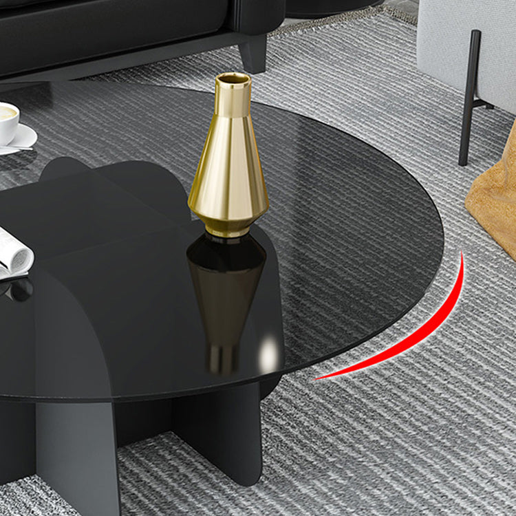 Modern Round Coffee Table Round Glass Top Coffee Cocktail Table for Living Room