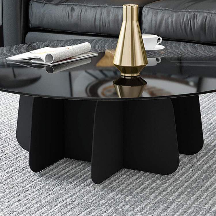Modern Round Coffee Table Round Glass Top Coffee Cocktail Table for Living Room