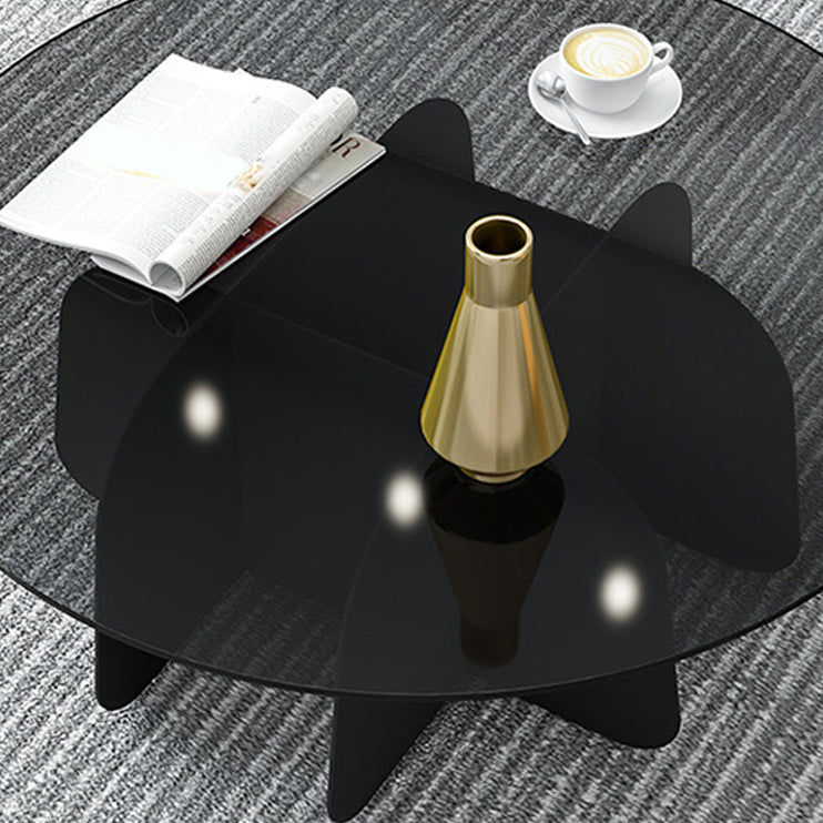 Modern Round Coffee Table Round Glass Top Coffee Cocktail Table for Living Room