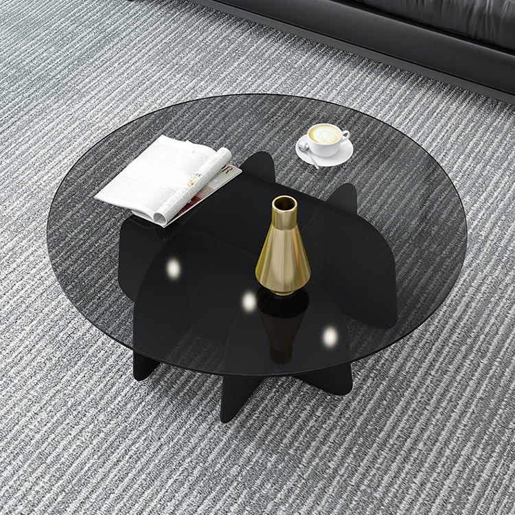 Modern Round Coffee Table Round Glass Top Coffee Cocktail Table for Living Room