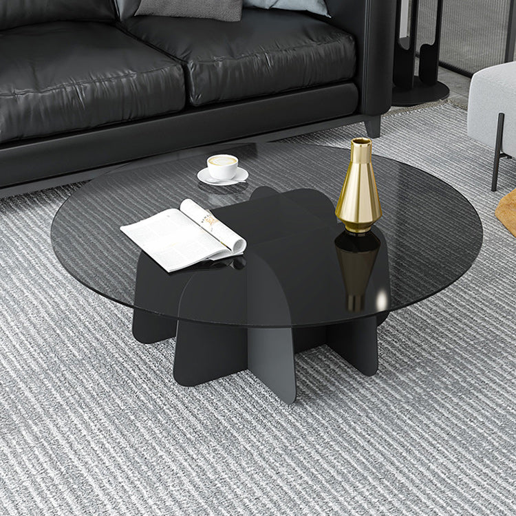 Modern Round Coffee Table Round Glass Top Coffee Cocktail Table for Living Room