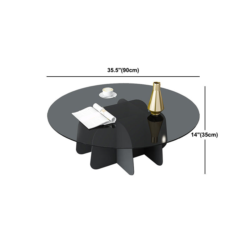 Modern Round Coffee Table Round Glass Top Coffee Cocktail Table for Living Room