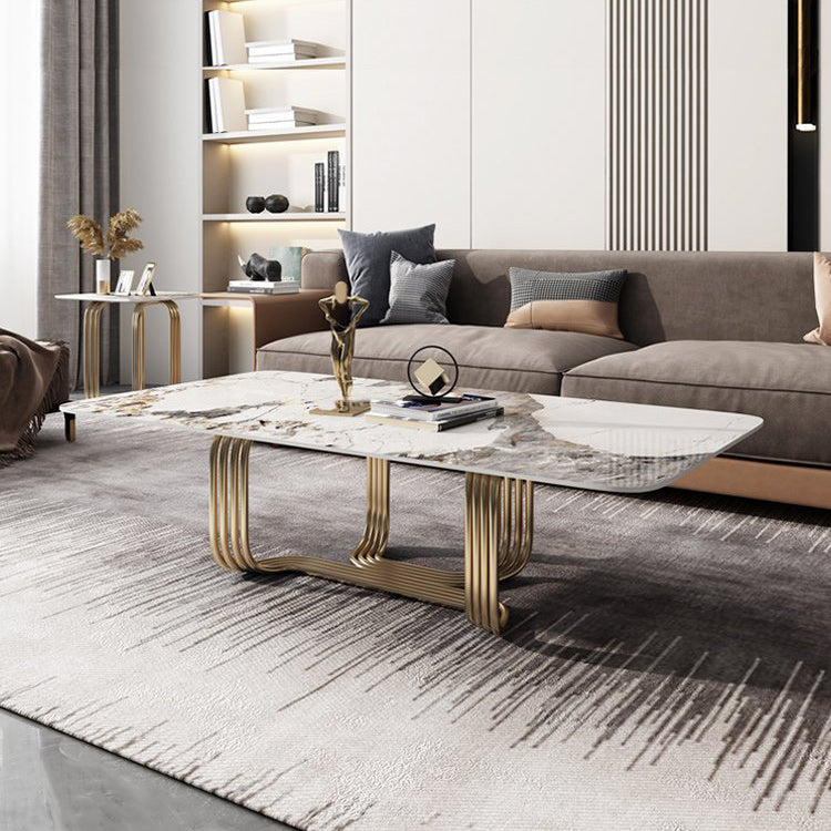 Glam Abstract Coffee Table Slate Rectangular Coffee Table for Home