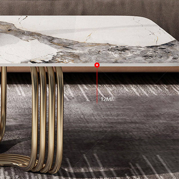 Glam Abstract Coffee Table Slate Rectangular Coffee Table for Home