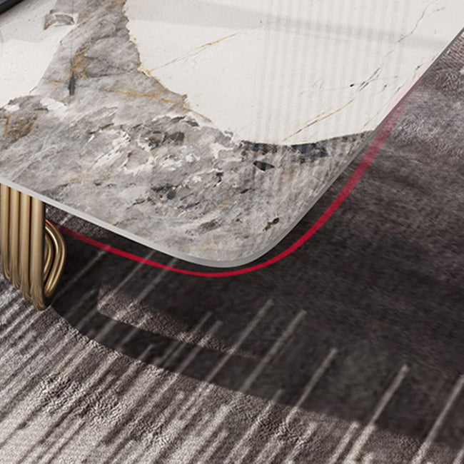 Glam Abstract Coffee Table Slate Rectangular Coffee Table for Home