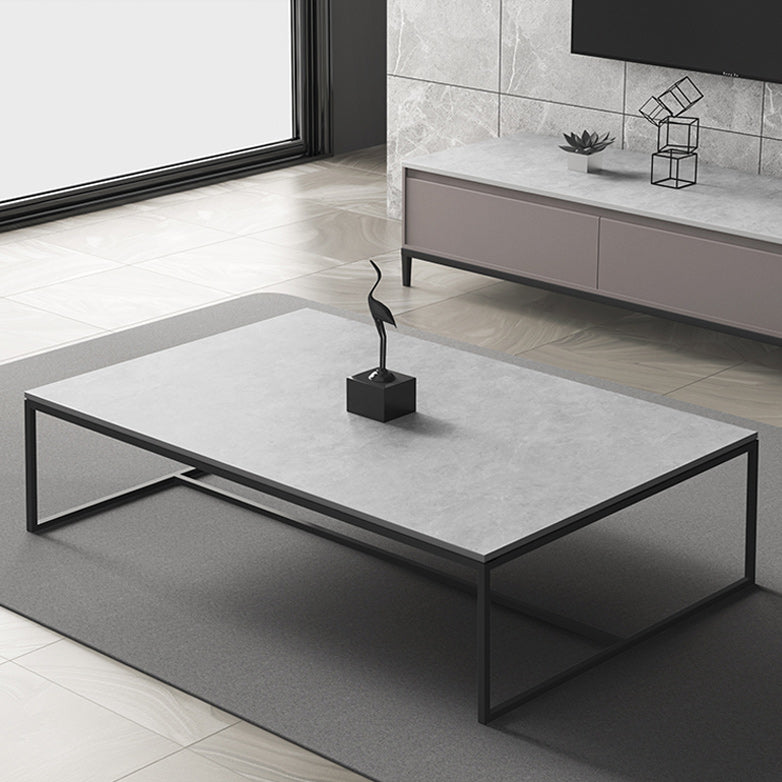 Glam Trestle Coffee Table Slate Rectangular Coffee Table for Home