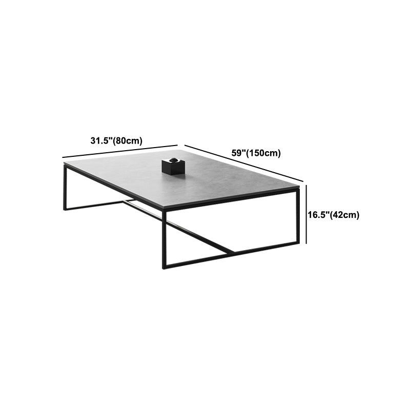 Glam Trestle Coffee Table Slate Rectangular Coffee Table for Home