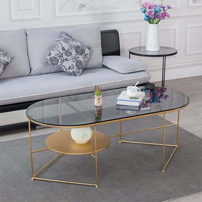 Modern X-Base Coffee Cocktail Table Glass Top Coffee Cocktail Table for Living Room