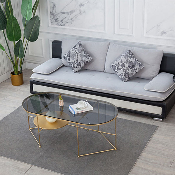 Modern X-Base Coffee Cocktail Table Glass Top Coffee Cocktail Table for Living Room