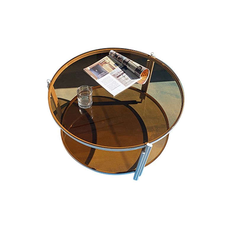 Modern Round Coffee Table 3 Legs Glass Top Coffee Cocktail Table for Living Room