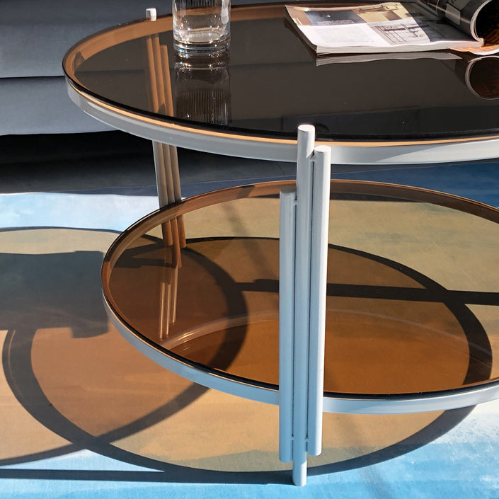 Modern Round Coffee Table 3 Legs Glass Top Coffee Cocktail Table for Living Room