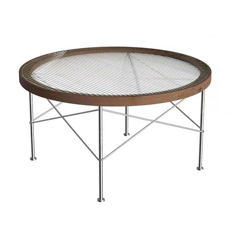 Modern Cross Legs Coffee Table Round Glass Top Coffee Cocktail Table for Living Room