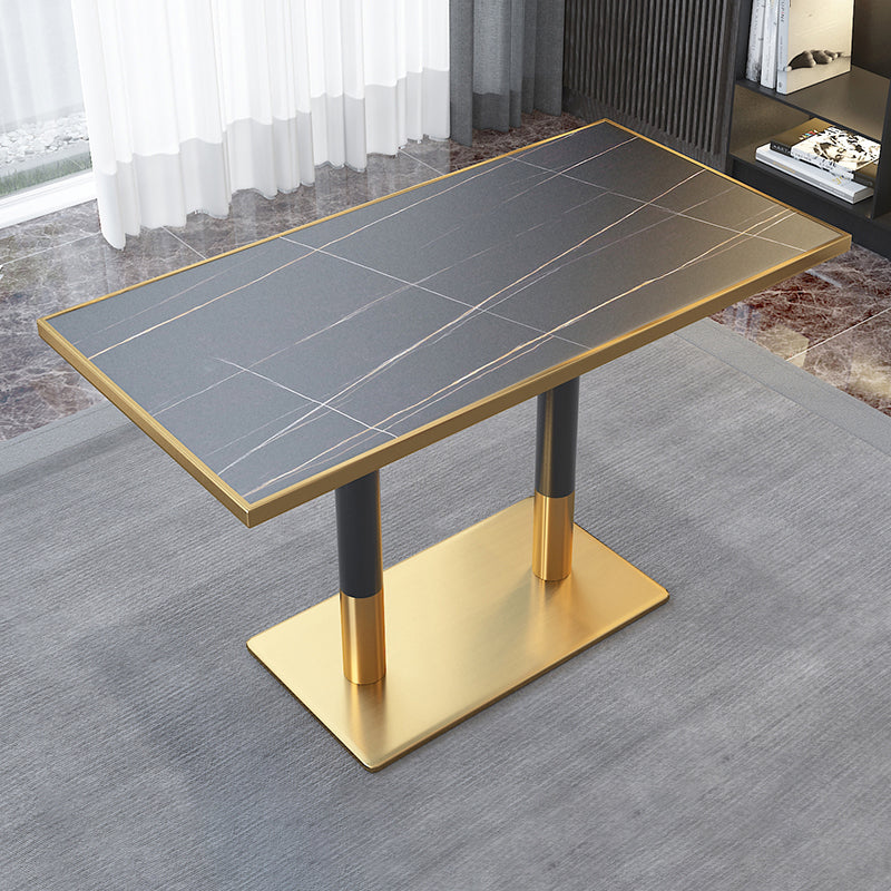 Glam Pedestal Coffee Table Set Slate Rectangular Coffee Table Set for Home