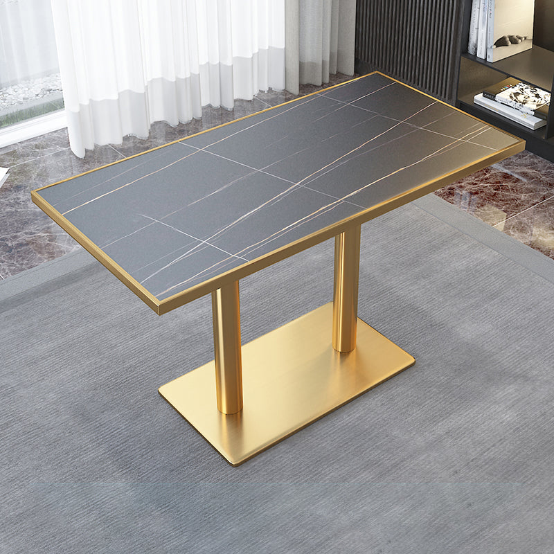 Glam Pedestal Coffee Table Set Slate Rectangular Coffee Table Set for Home