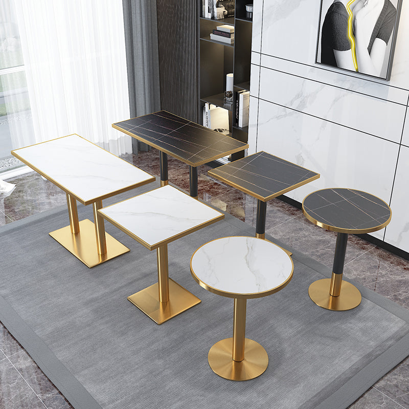 Glam Pedestal Coffee Table Set Slate Rectangular Coffee Table Set for Home
