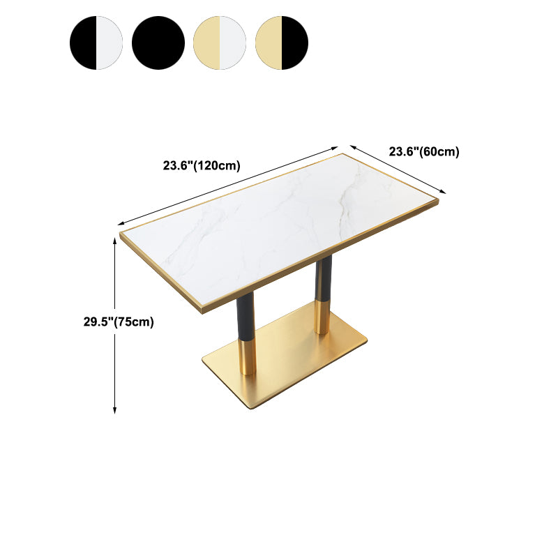 Glam Pedestal Coffee Table Set Slate Rectangular Coffee Table Set for Home