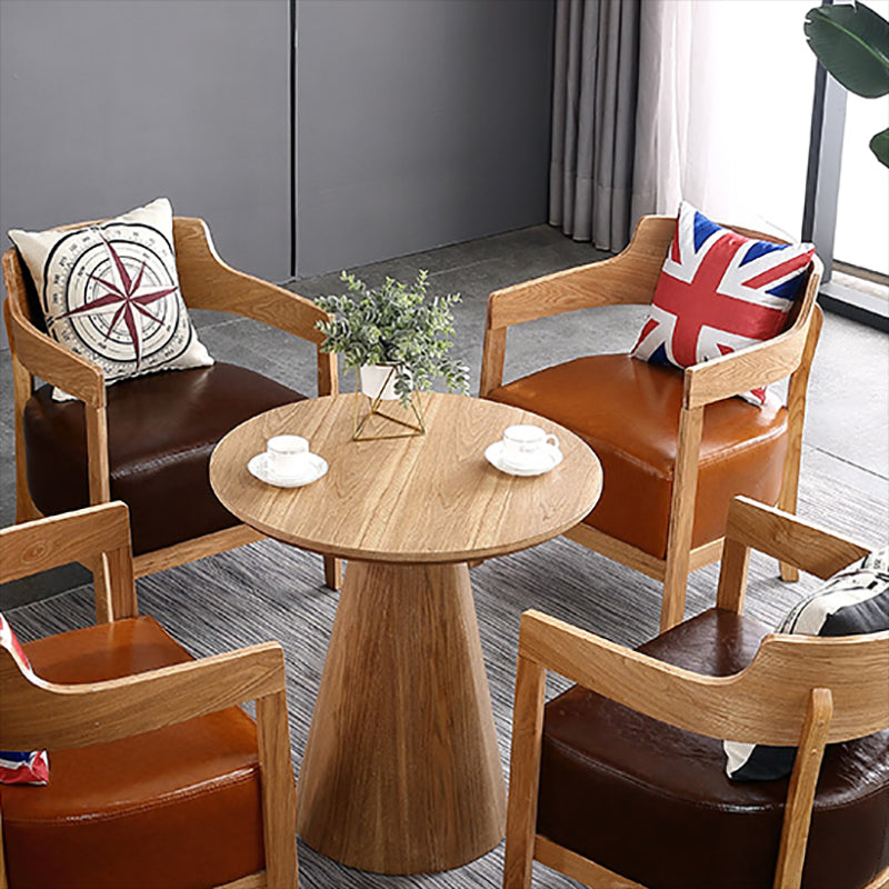 Scandinavian Pedestal Coffee Table Set Round Wooden Coffee Table for Living Room