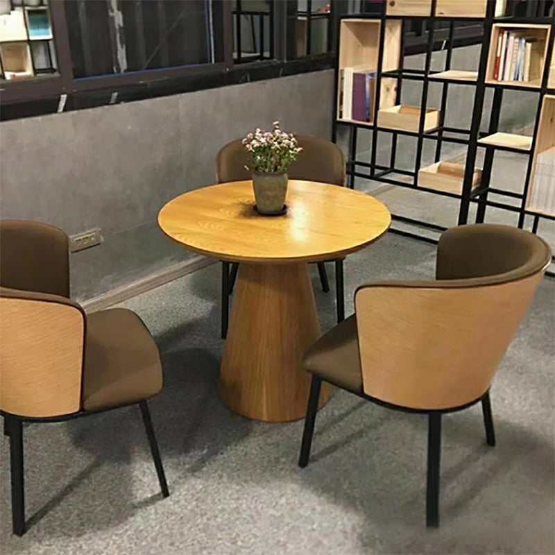 Scandinavian Pedestal Coffee Table Set Round Wooden Coffee Table for Living Room