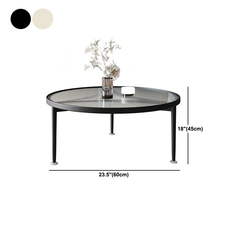 3 Legs Base Design Round Glass Table Modern Style Metal Leg Coffee Table
