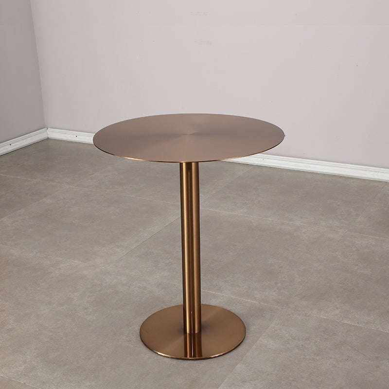 Pedestal Stainless Steel Top Cocktail Table Round Coffee Table for Living Room