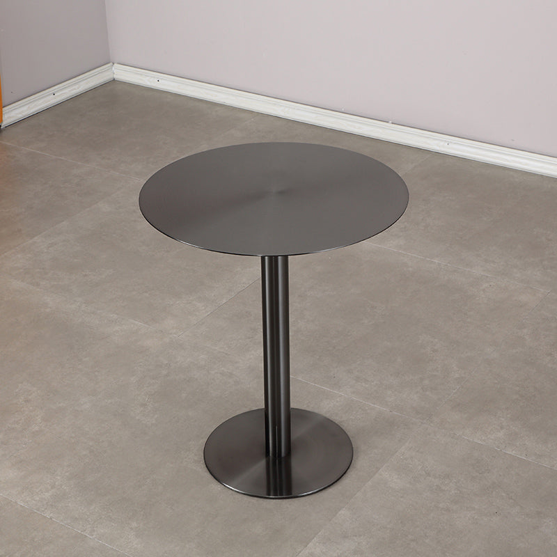 Pedestal Stainless Steel Top Cocktail Table Round Coffee Table for Living Room