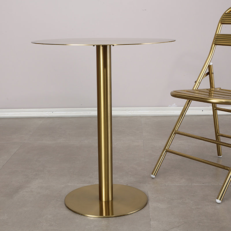 Pedestal Stainless Steel Top Cocktail Table Round Coffee Table for Living Room