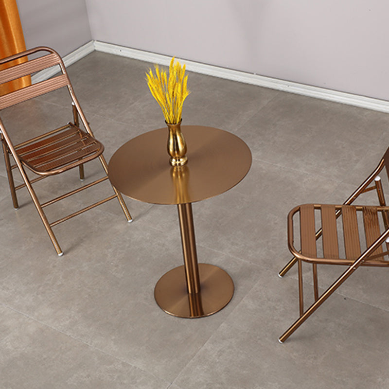 Pedestal Stainless Steel Top Cocktail Table Round Coffee Table for Living Room