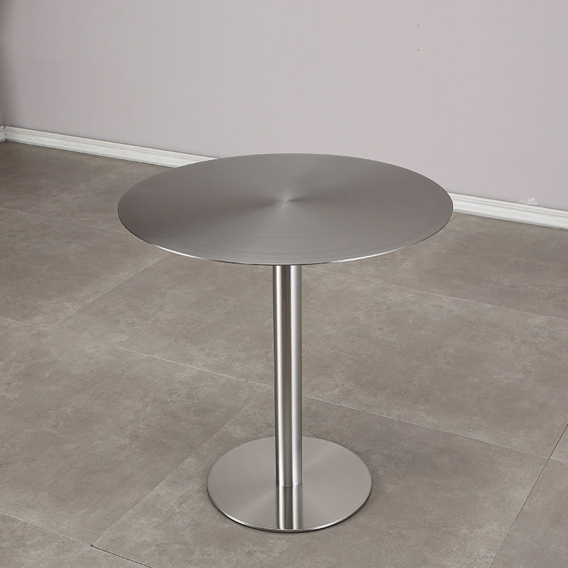 Pedestal Stainless Steel Top Cocktail Table Round Coffee Table for Living Room