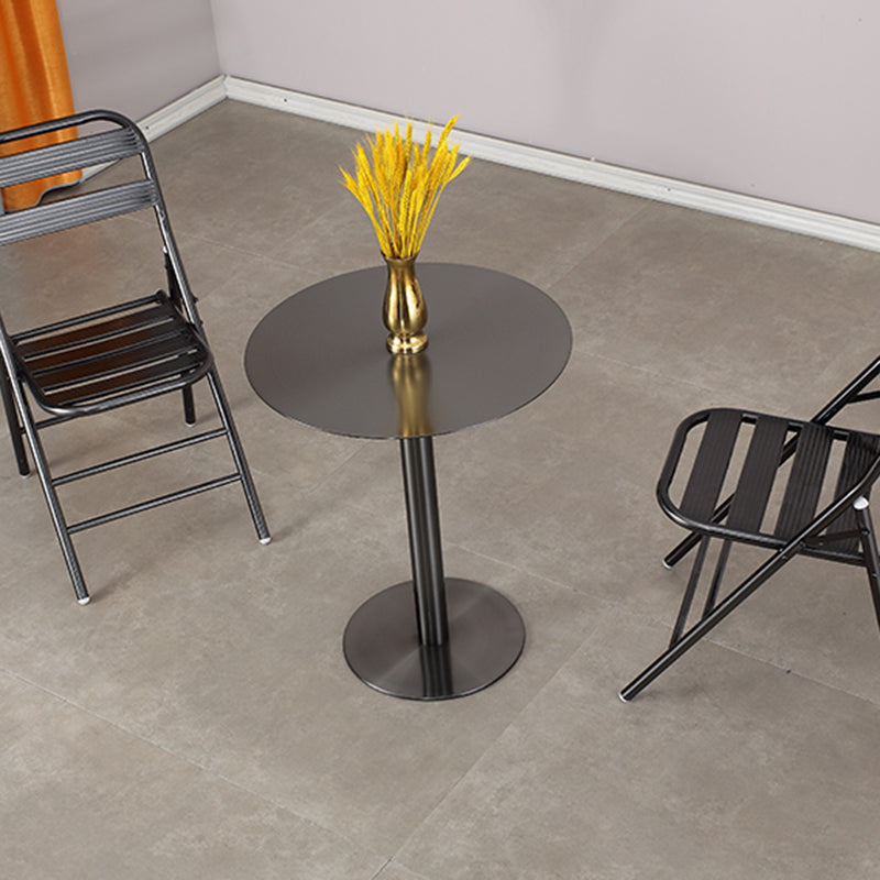 Pedestal Stainless Steel Top Cocktail Table Round Coffee Table for Living Room