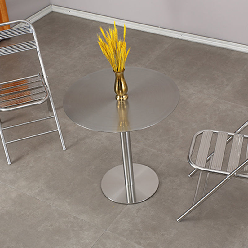 Pedestal Stainless Steel Top Cocktail Table Round Coffee Table for Living Room