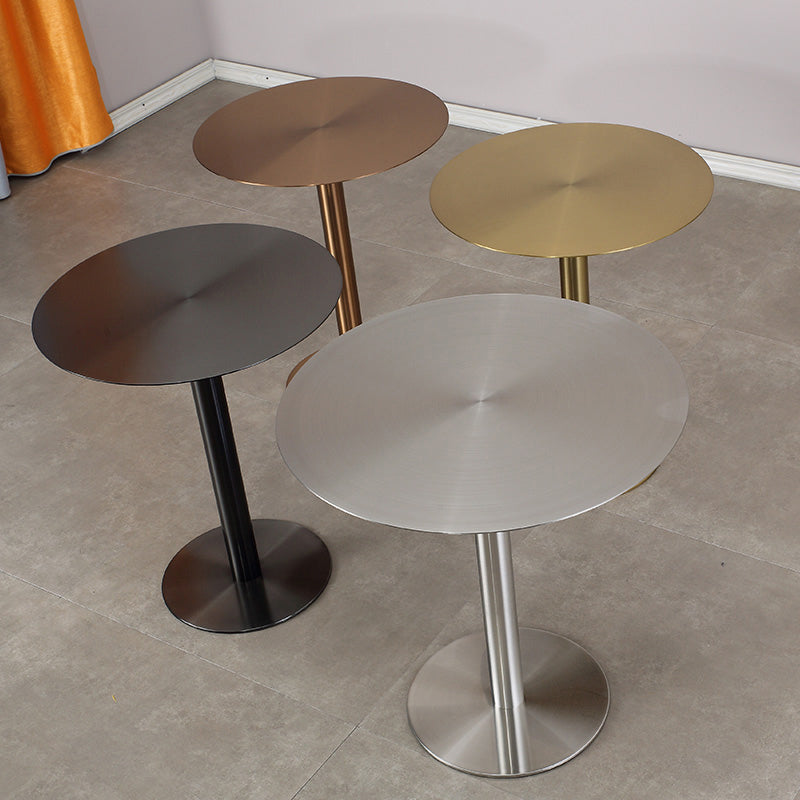 Pedestal Stainless Steel Top Cocktail Table Round Coffee Table for Living Room